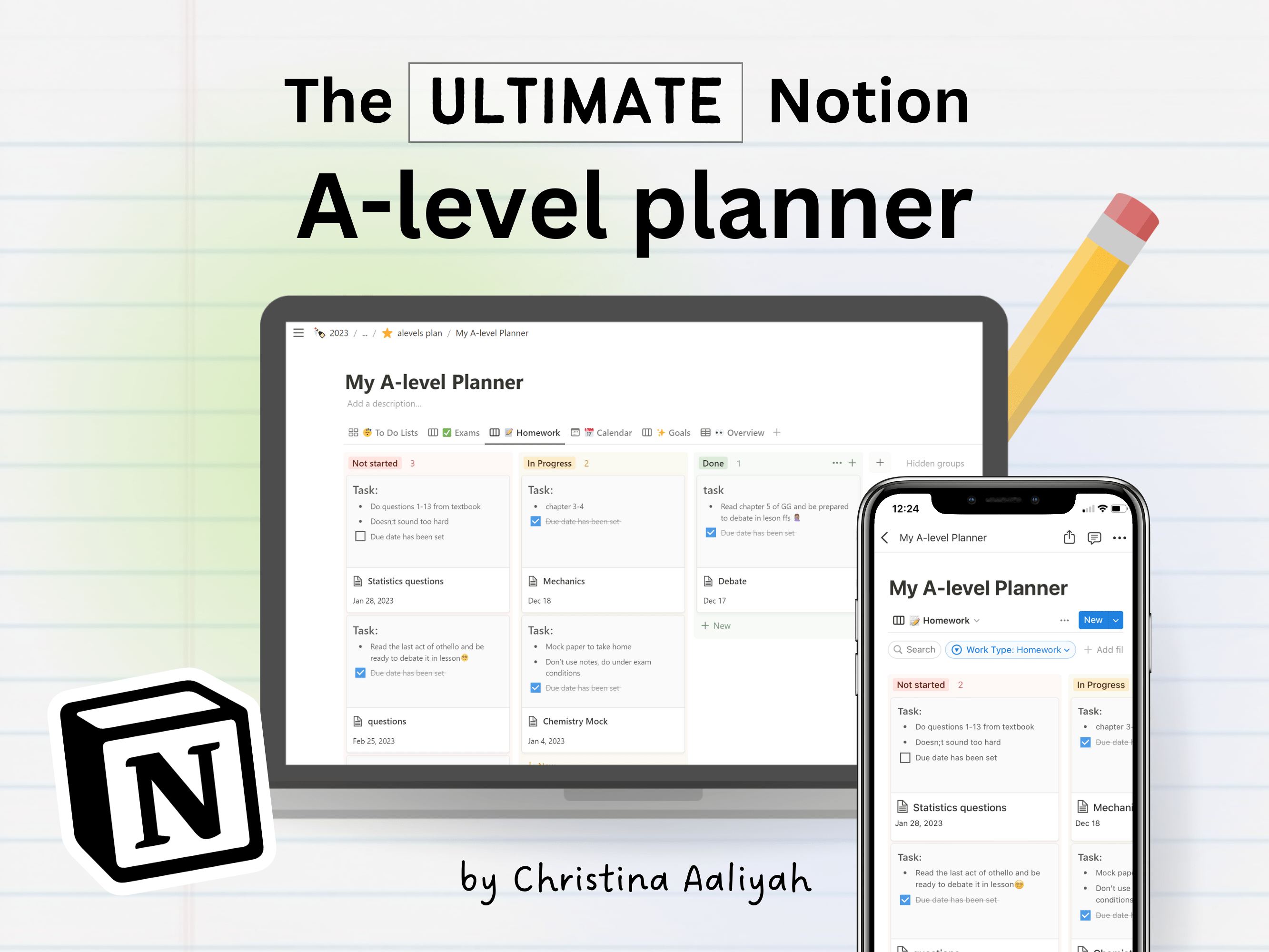 The ULTIMATE Alevel Notion Planner (Template) Basic Theme Christina Aaliyah