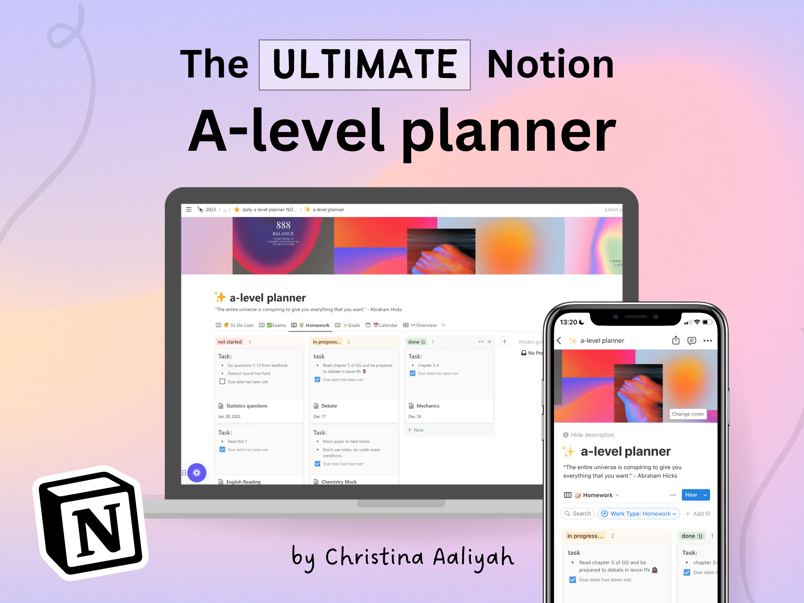 The ULTIMATE Alevel Notion Planner (Template) Aura Theme Christina