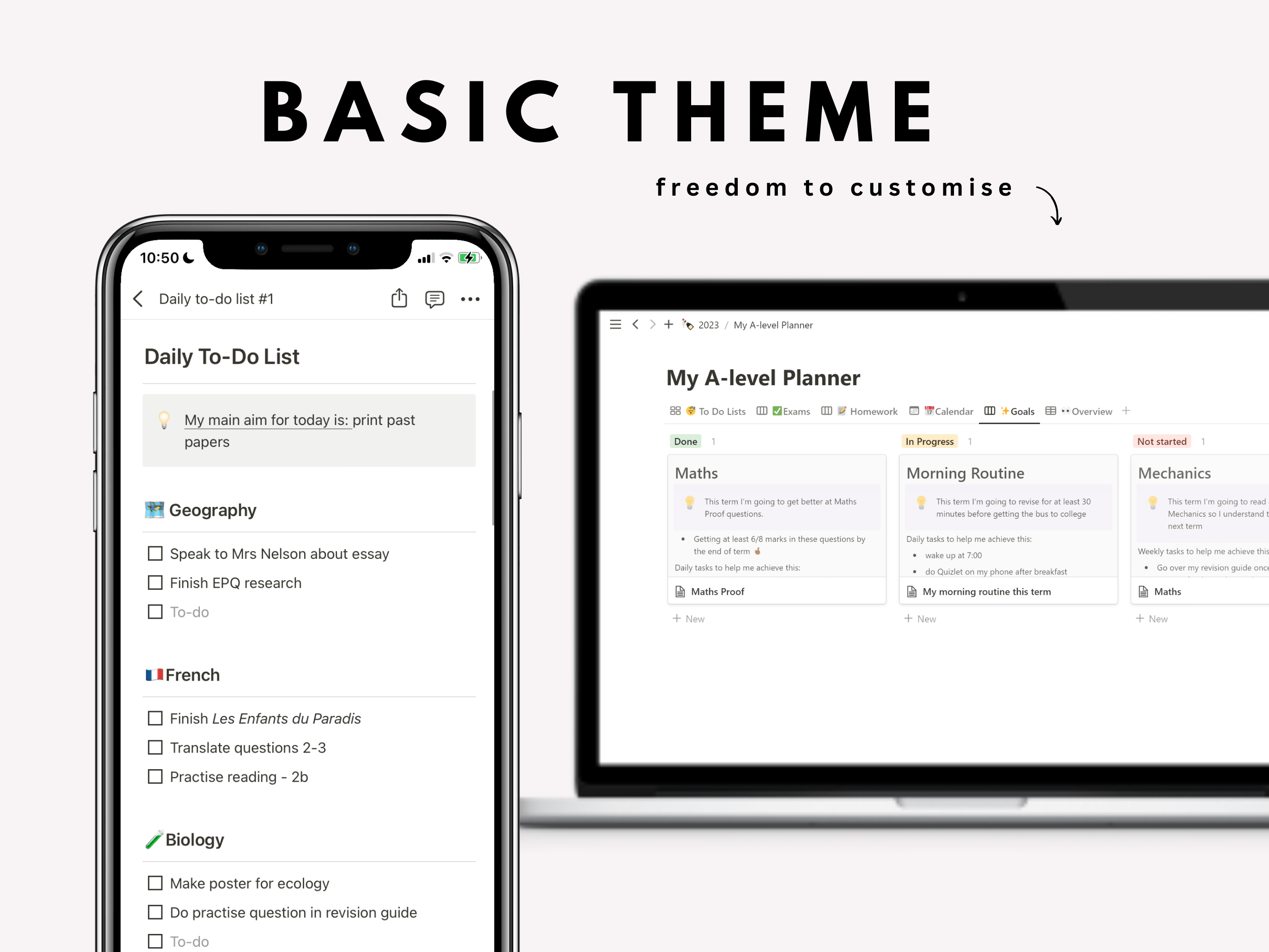The ULTIMATE Alevel Notion Planner (Template) Basic Theme Christina Aaliyah