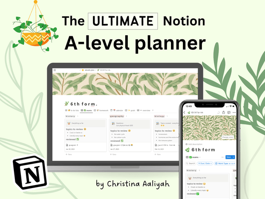 The ULTIMATE Notion A-level Planner (Template) - Plants theme